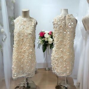 Laundry, Woman,Dress Formal,Wedding,Cream,Sz 6,Sleeveless,Knee Length,Button.!